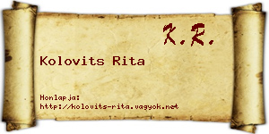 Kolovits Rita névjegykártya